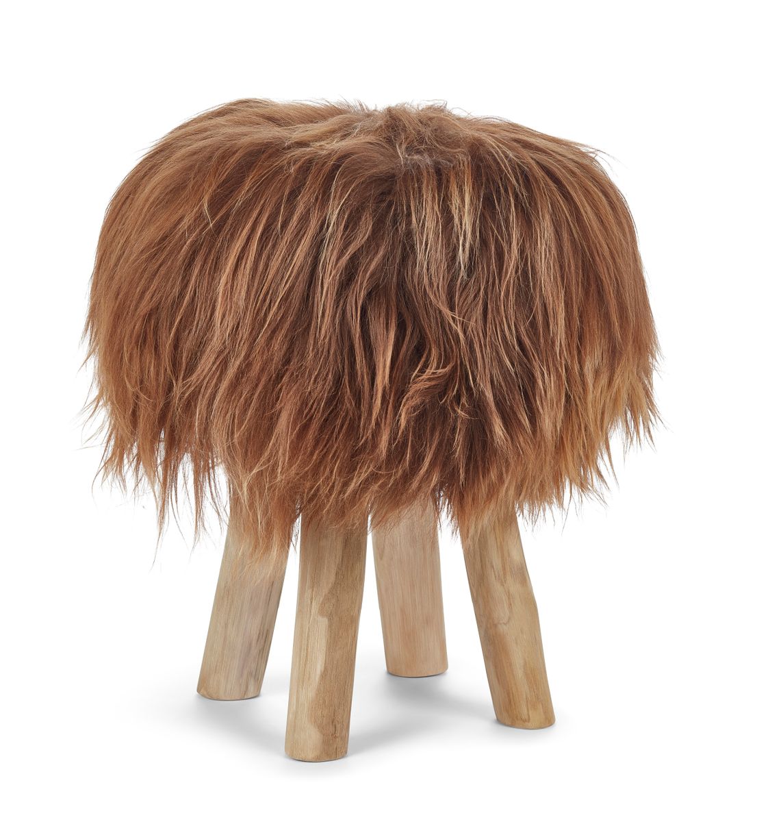 Icelandic Sheepskin Stool / Bar Stool Cover | Ø35xH17 cm Rusty Brown
