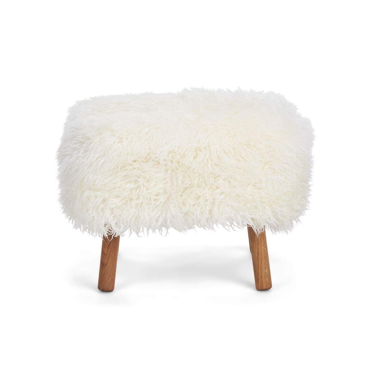 Emil Foot Rest Stool | Long Wool Snow White