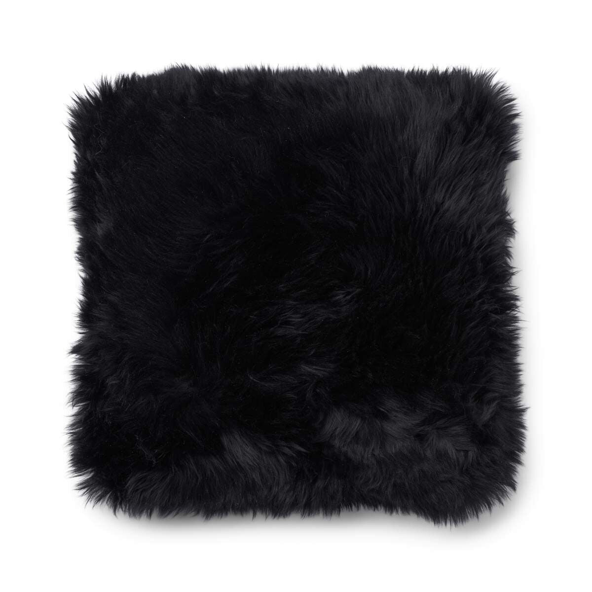 Long-Wool Sheepskin Cushion | 52x52 cm Charcoal/Black