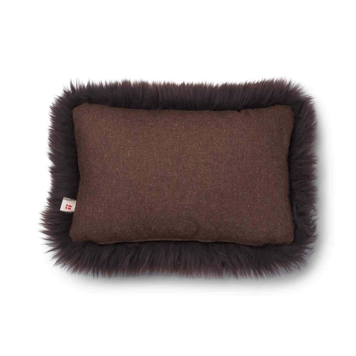 Long-Wool Sheepskin Cushion | 34x52 cm Brown/Chocolate