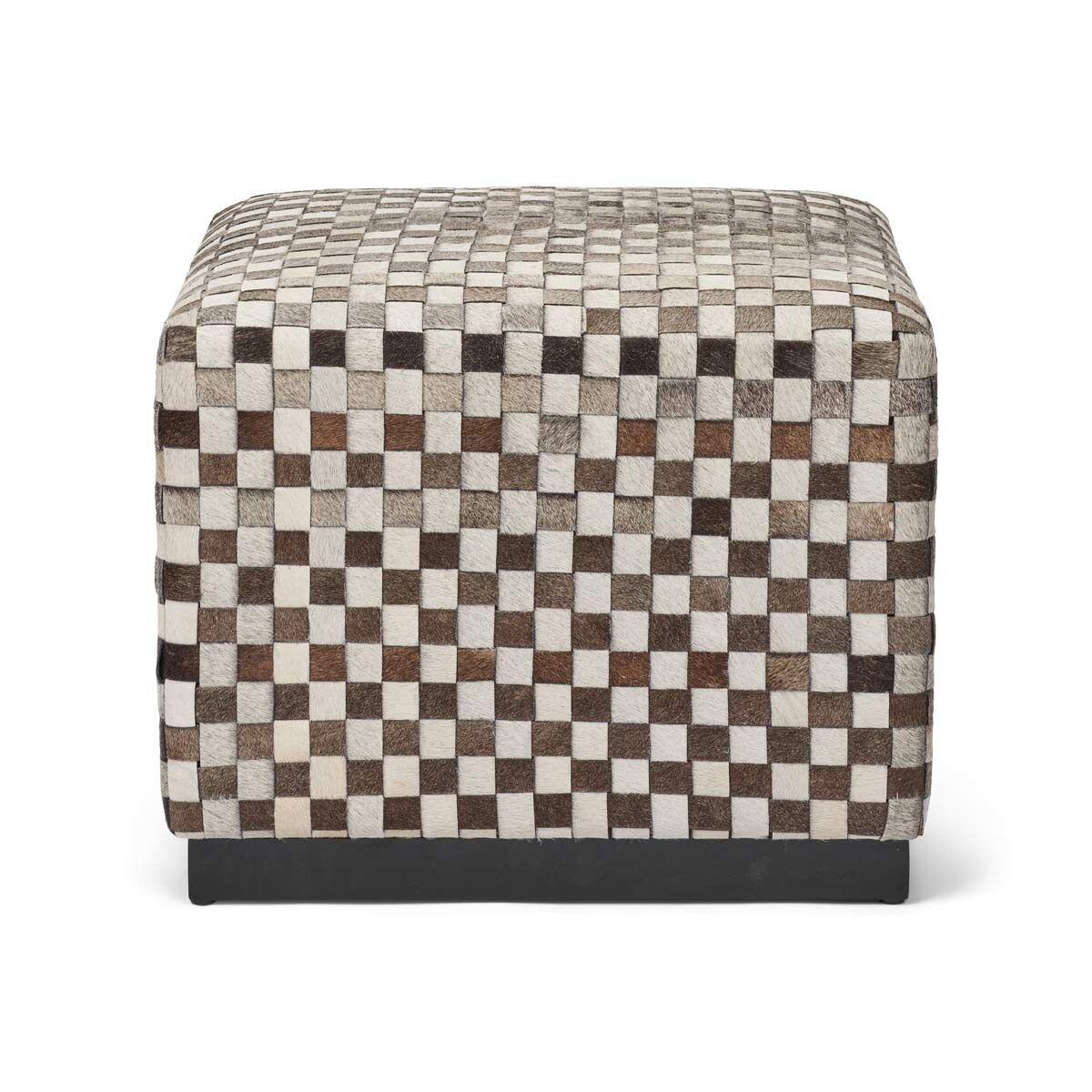 Cow Hide Stool | 46x46 cm Natural Grey/Blacky