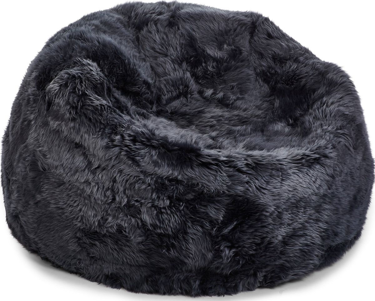 Round Sheepskin Bean Bag | Long Wool | Medium Navy