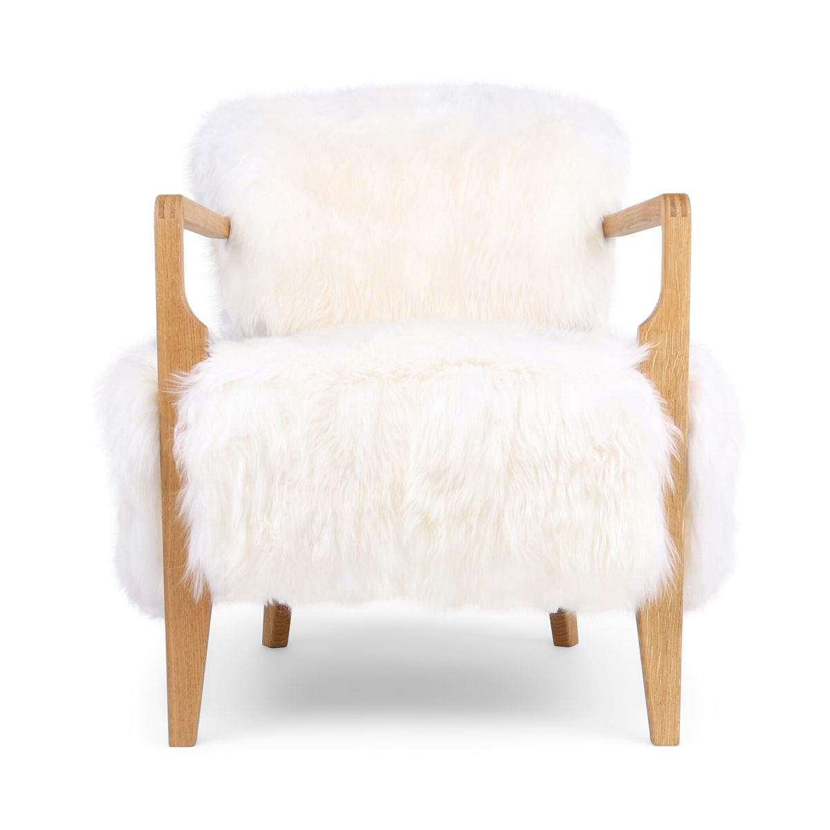 Lina Lounge Chair | New Zealand Sheepskin | Long Wool Ivory