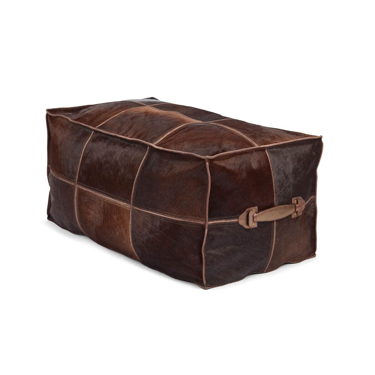 Calf Leather Pouf | Long Brown