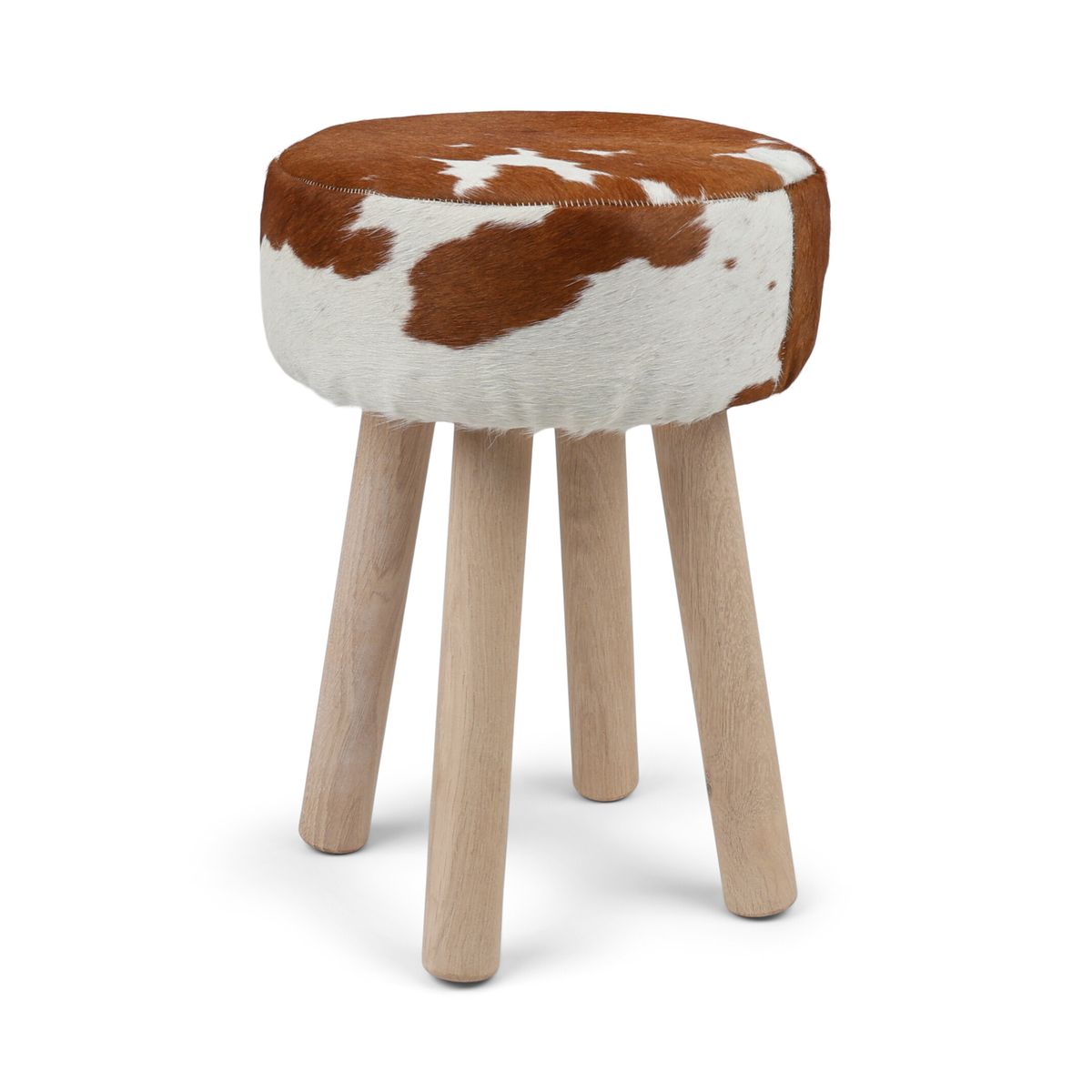 Theo Cowhide Stool | 48x34 cm Brown/White