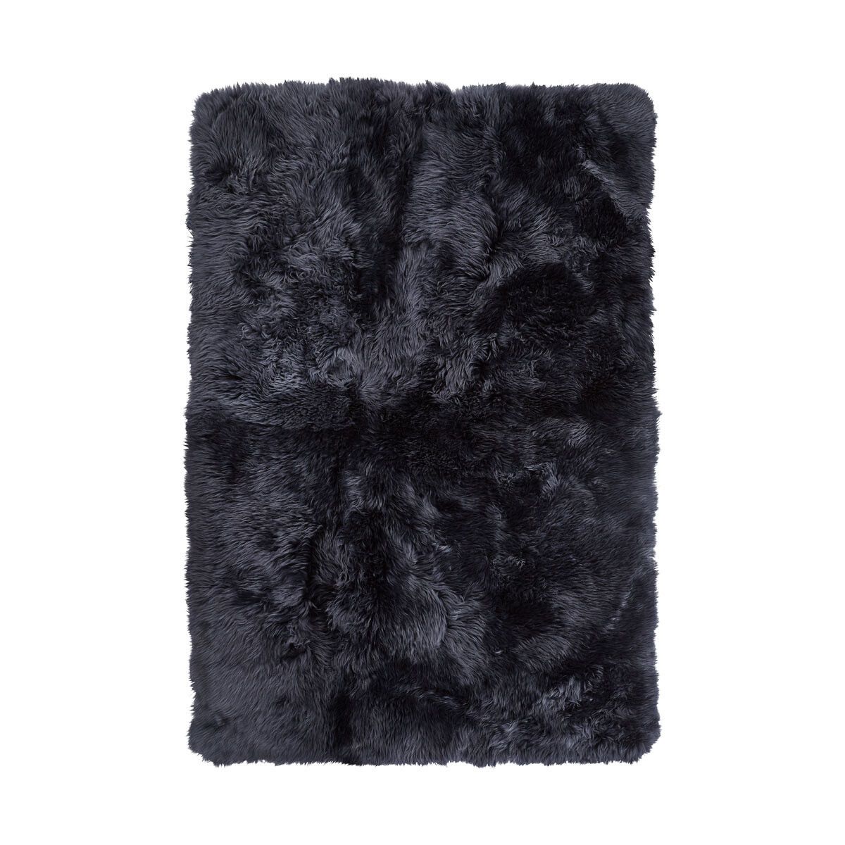 Long Wool Sheepskin Design Rug Navy