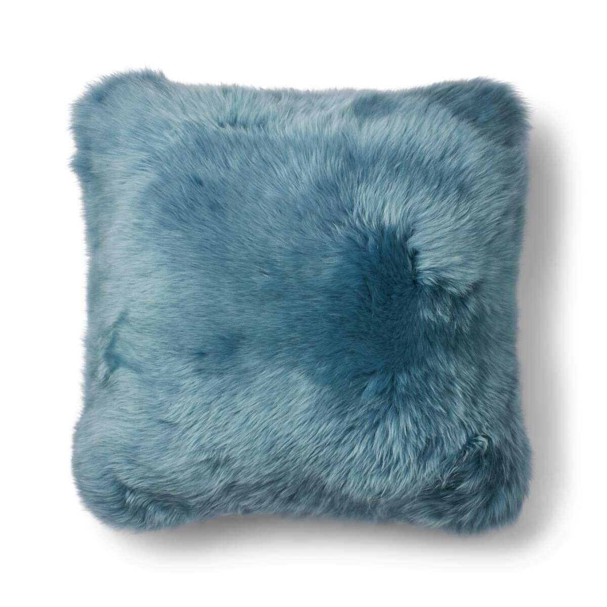 Long-Wool Sheepskin Cushion Smoke Blue