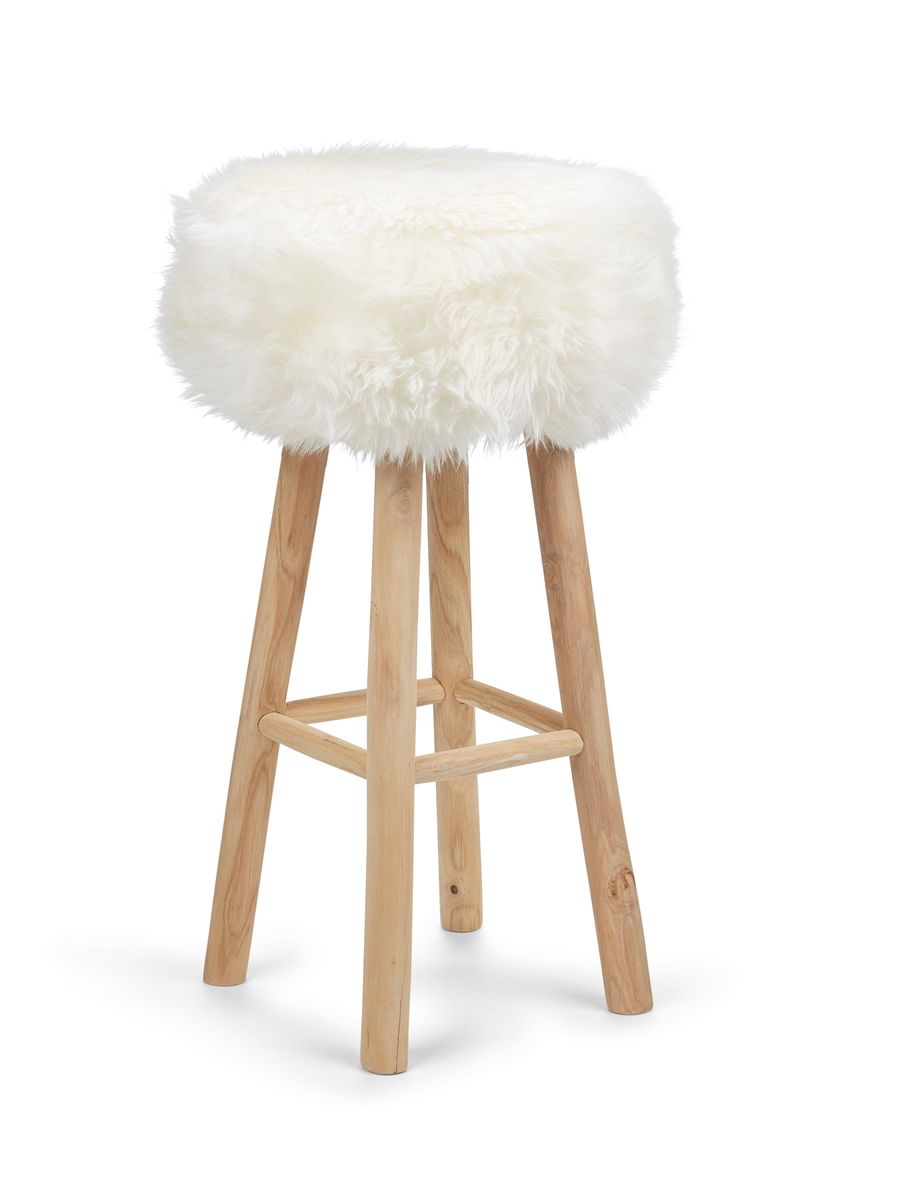 Sheepskin Stool Cover | Ø35xH17 cm Ivory