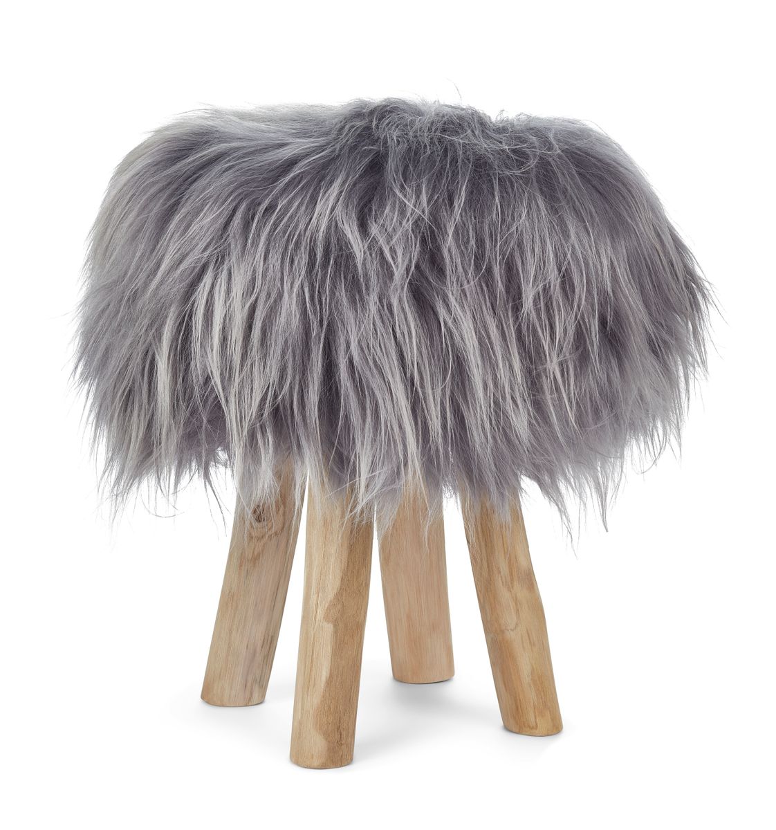 Long-Wool Stool Cover	| Icelandic Sheepskin Grey Brisa