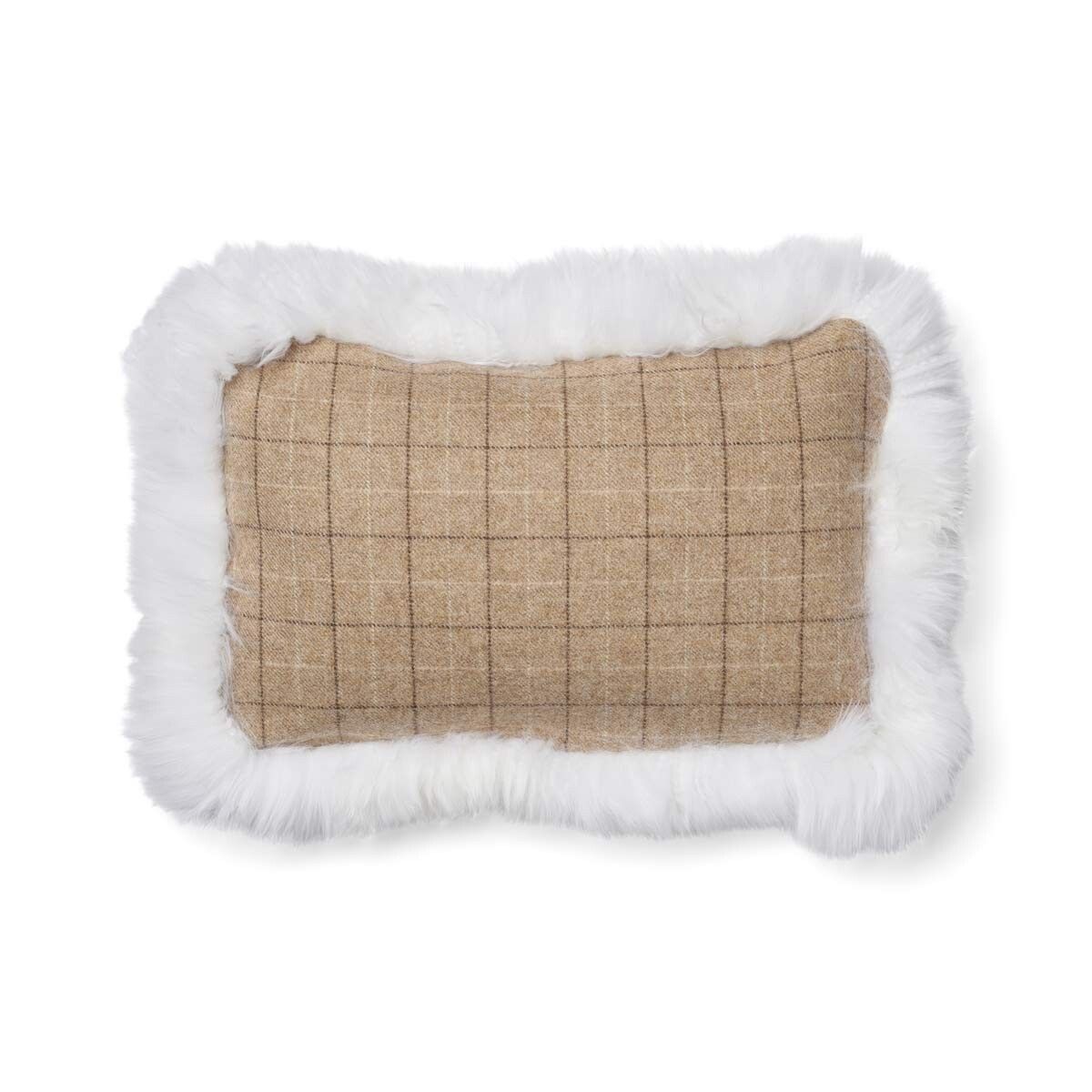 Wool Cushion Rectangular | Doublesided | LW trim | 34x52 cm Oatmeal-Beige/Ivory