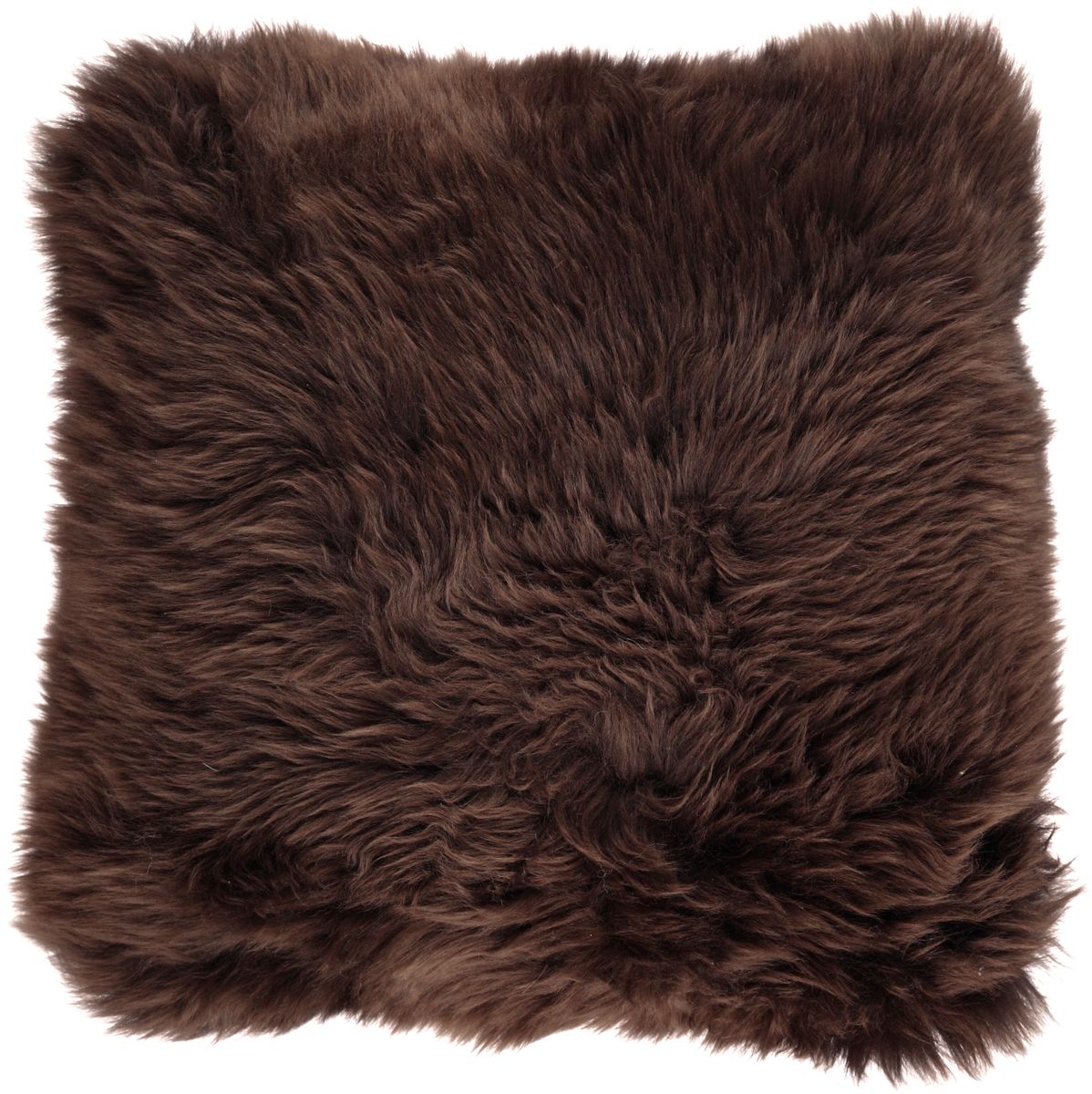 Long-Wool Sheepskin Cushion Chocolate