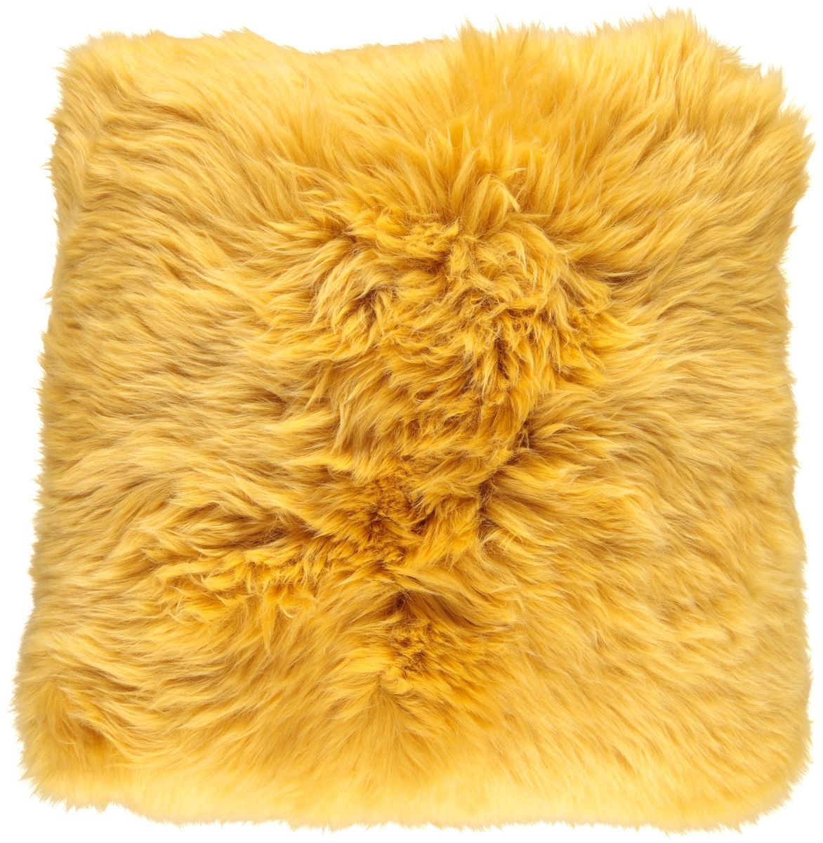 Long-Wool Sheepskin Cushion | 50x50 cm Imperial Yellow