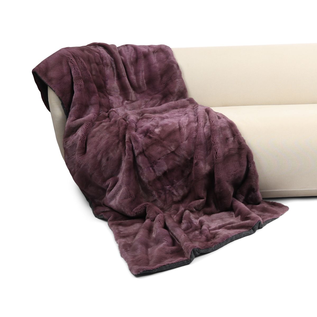 Mink Throw | Cashmere Backing | Purple | 100x200 cm