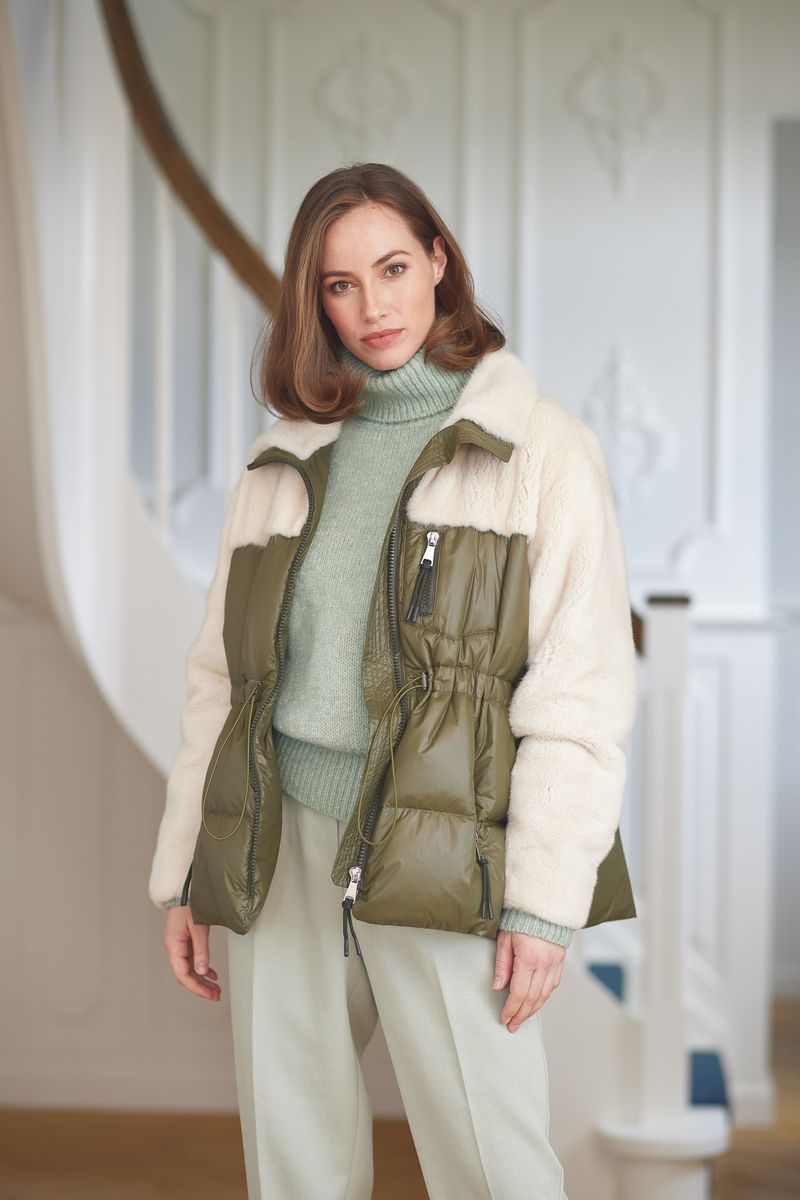 Lori Jacket Moss Green/White