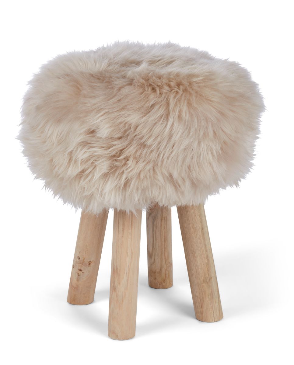 Sheepskin Stool Cover | Ø35xH17 cm Linen