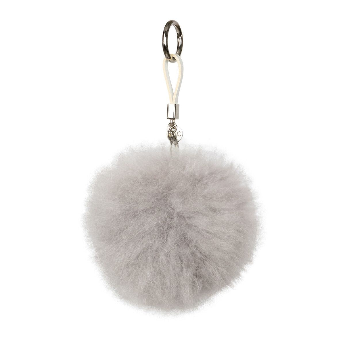 Pom Pom Keyring Light Grey