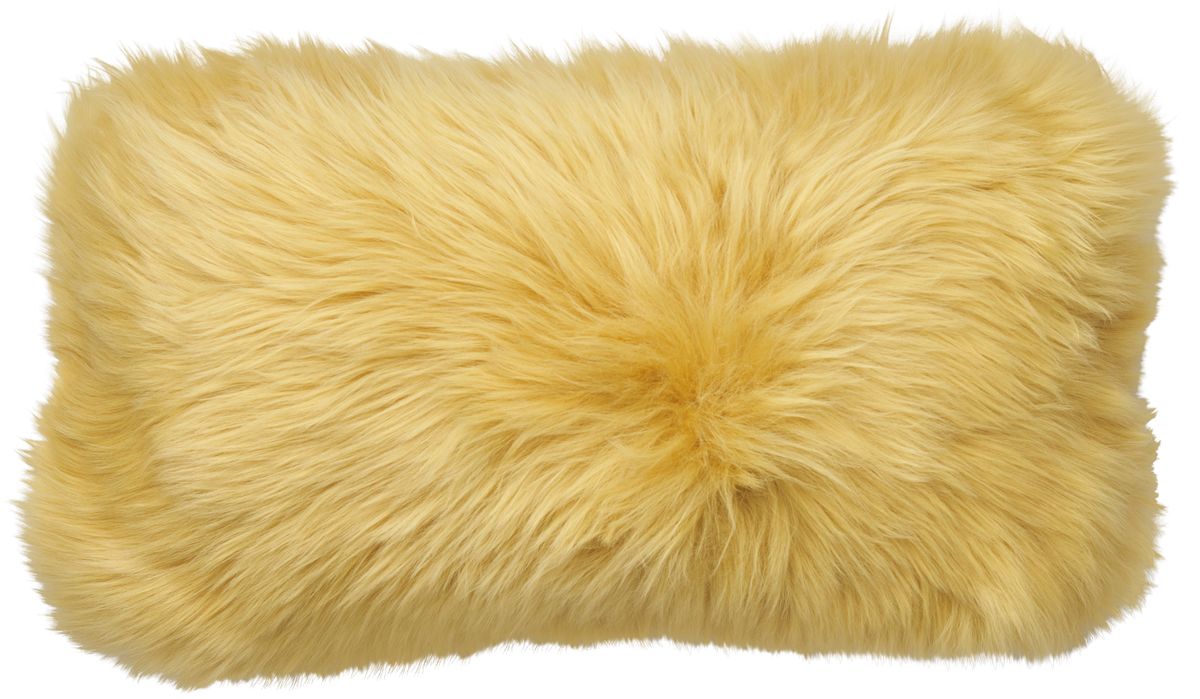 Long-Wool Sheepskin Cushion | Doublesided | New Zealand | 25x50 cm Coral Yellow