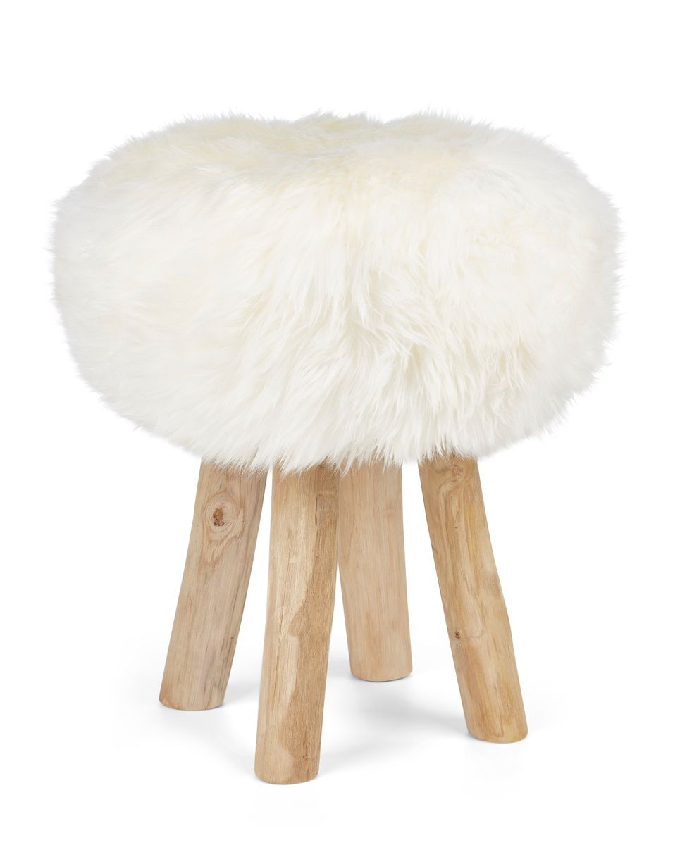 Sheepskin Stool Cover | Ø35xH17 cm Ivory