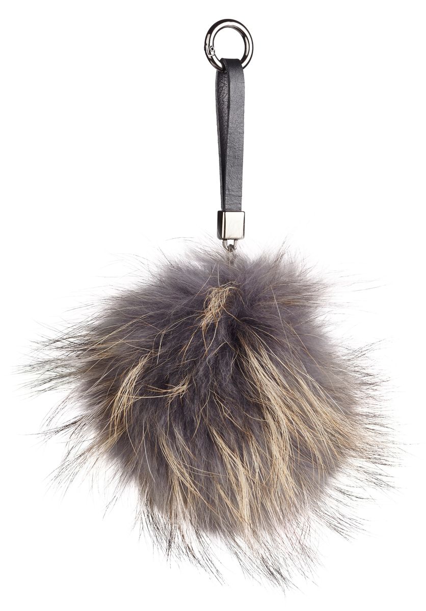 Pom Pom Keyring  Dark Grey