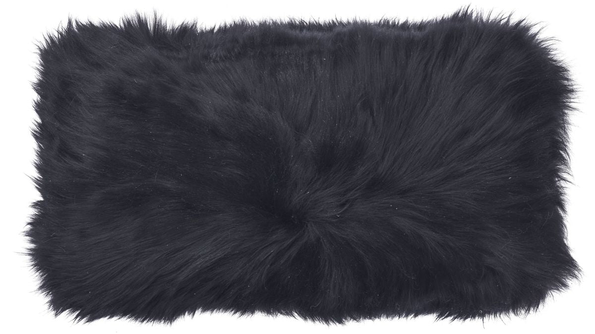 Long-Wool Sheepskin Cushion | Doublesided | New Zealand | 25x50 cm Black