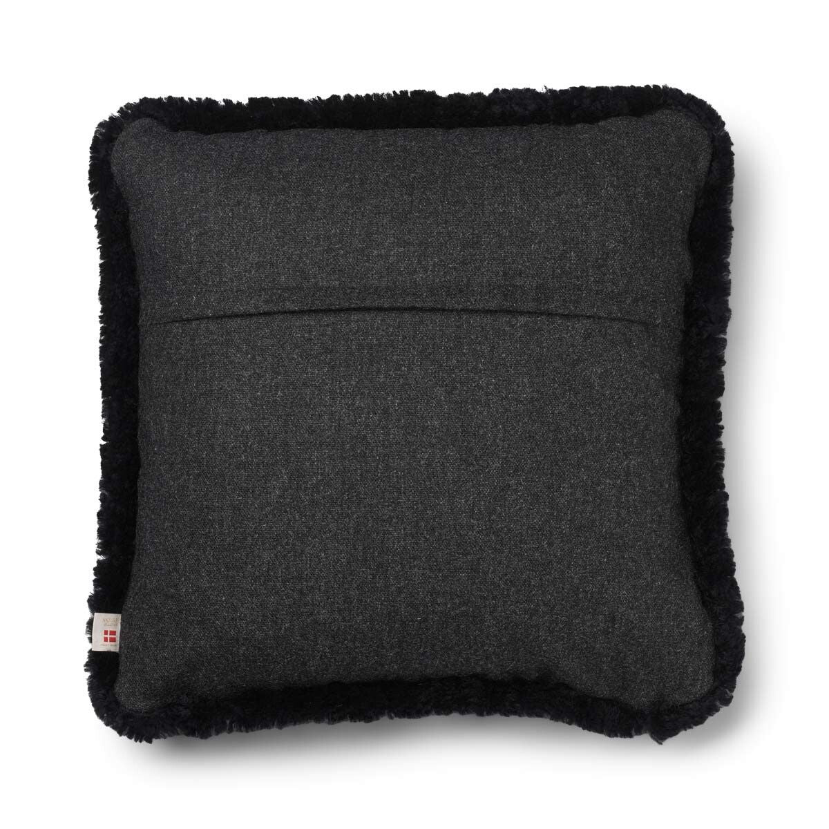 Short-Wool Sheepskin Cushion | SW trim | 52x52 cm Charcoal/Black