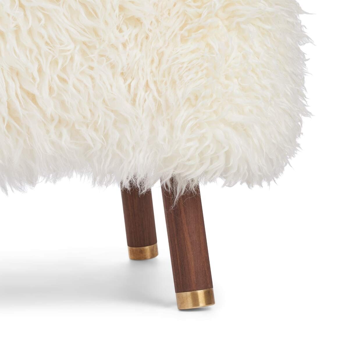 Emil Foot Rest Stool | Long Wool Snow White