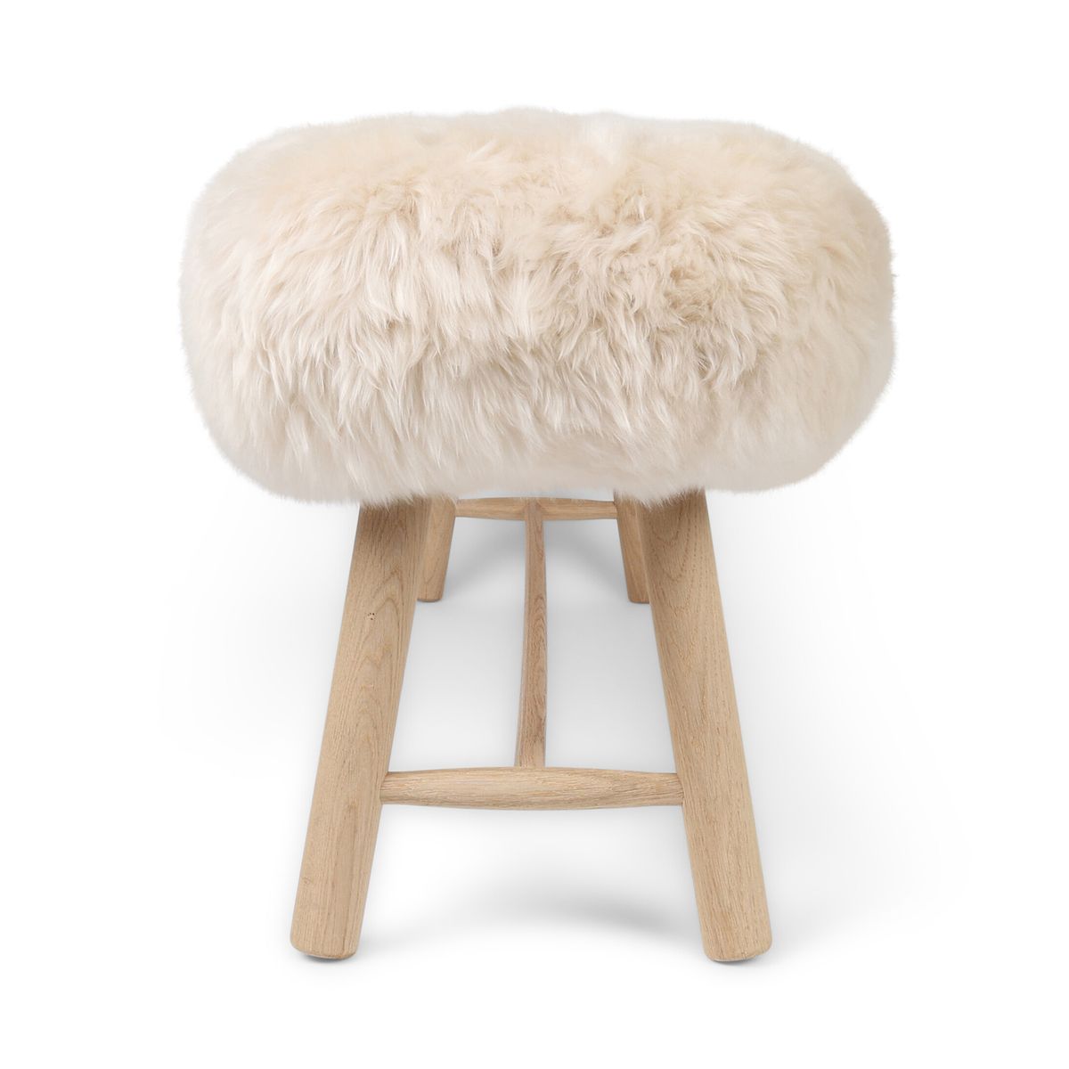 Theodor Bench | New Zealand Long Wool Sheepskin | Oak Legs  Linen