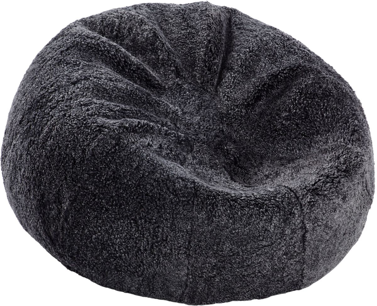 Round Sheepskin Bean Bag | Short Wool | Large   Anthracite