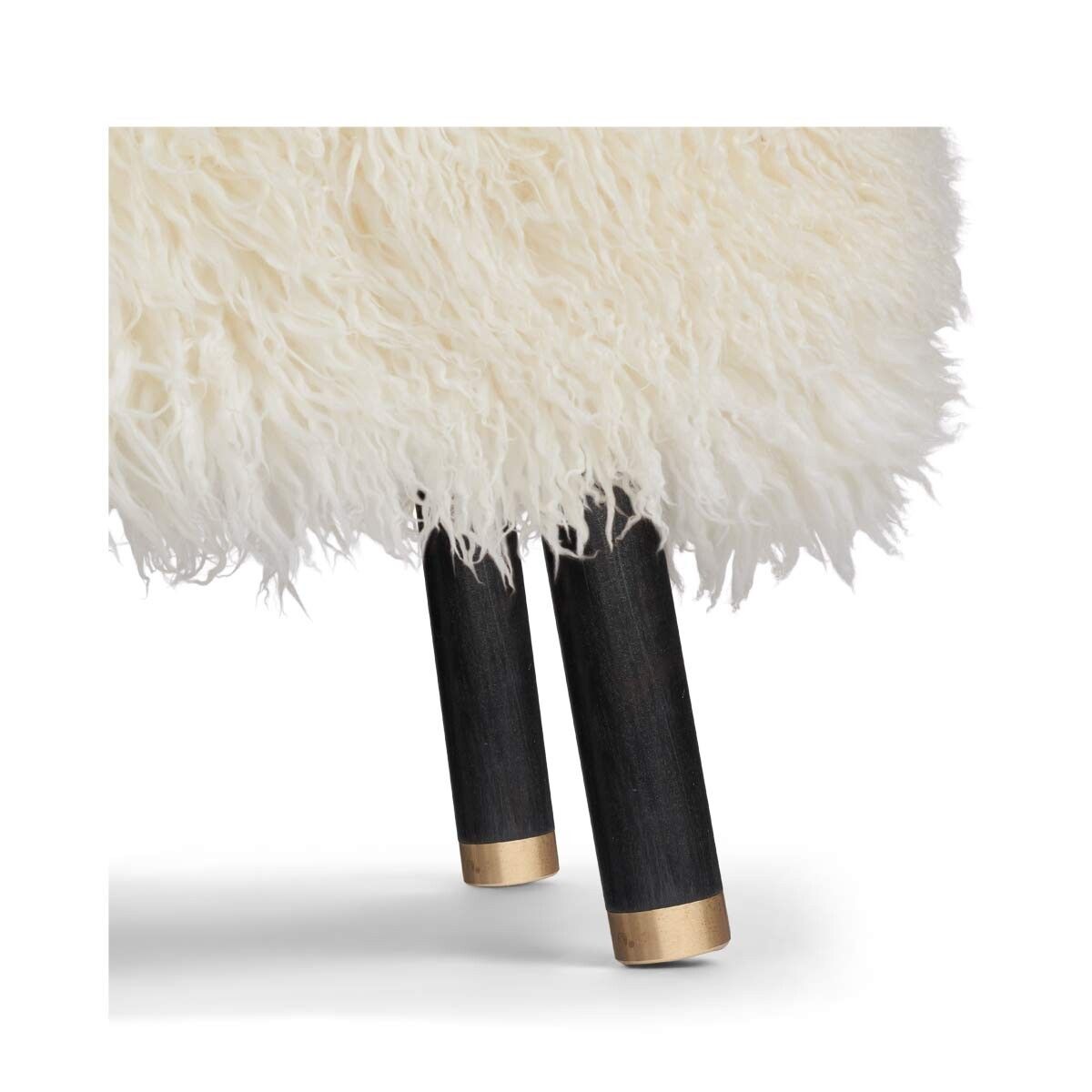 Emil Foot Rest Stool | Long Wool Snow White