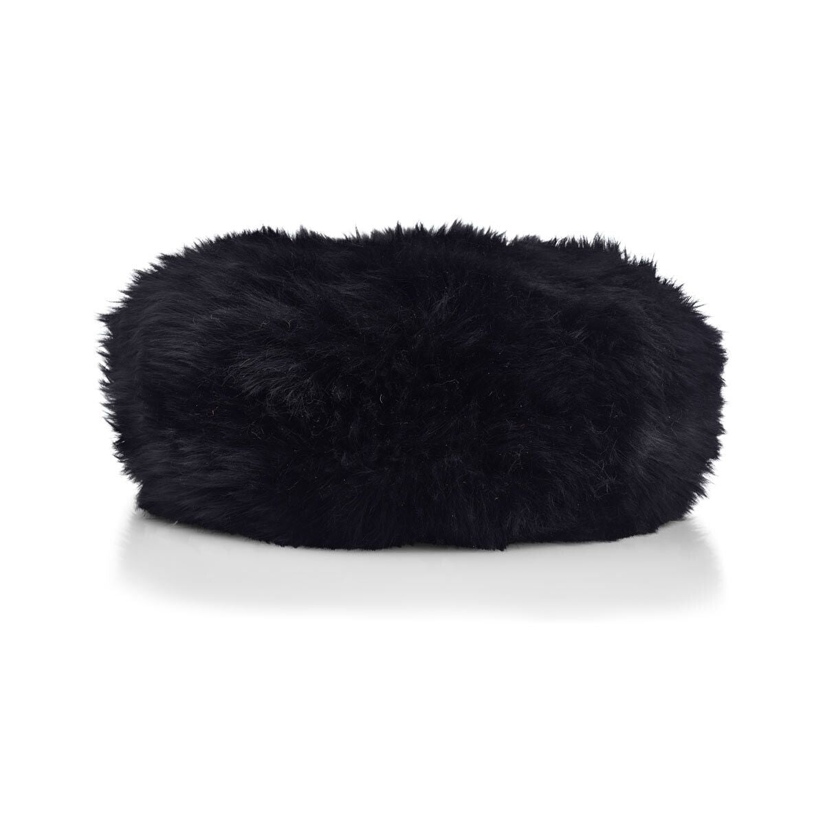 Long-Wool Sheepskin Cushion | Ø37 cm Black