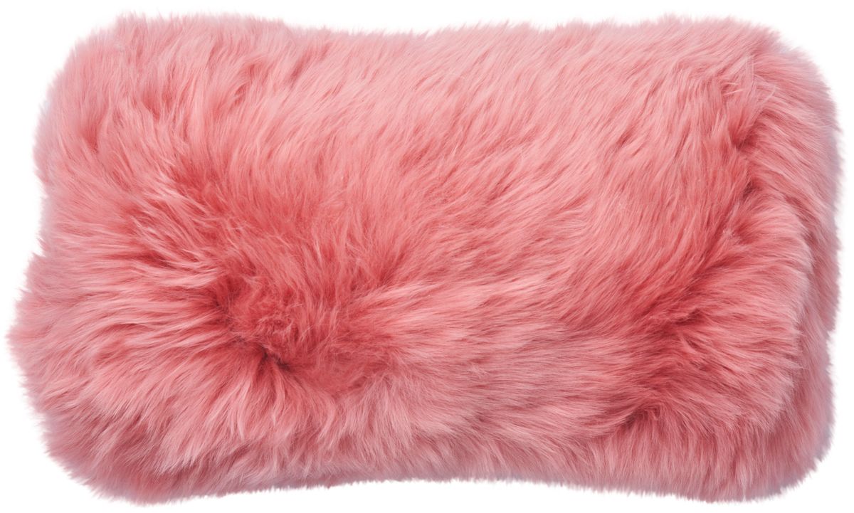 Long-Wool Sheepskin Cushion | Doublesided | New Zealand | 25x50 cm Coral Peach