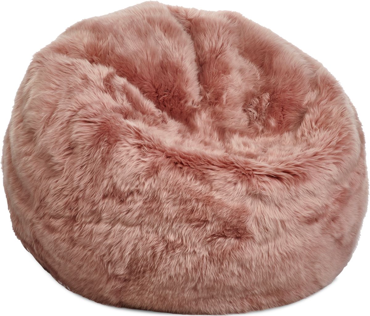 Round Sheepskin Bean Bag | Long Wool | Medium Rosa