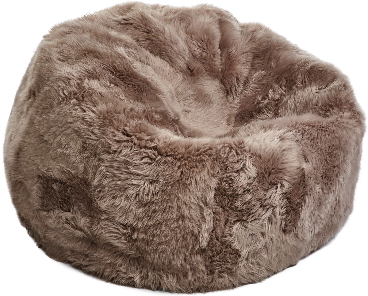 Round Sheepskin Bean Bag | Long Wool | Medium Dove