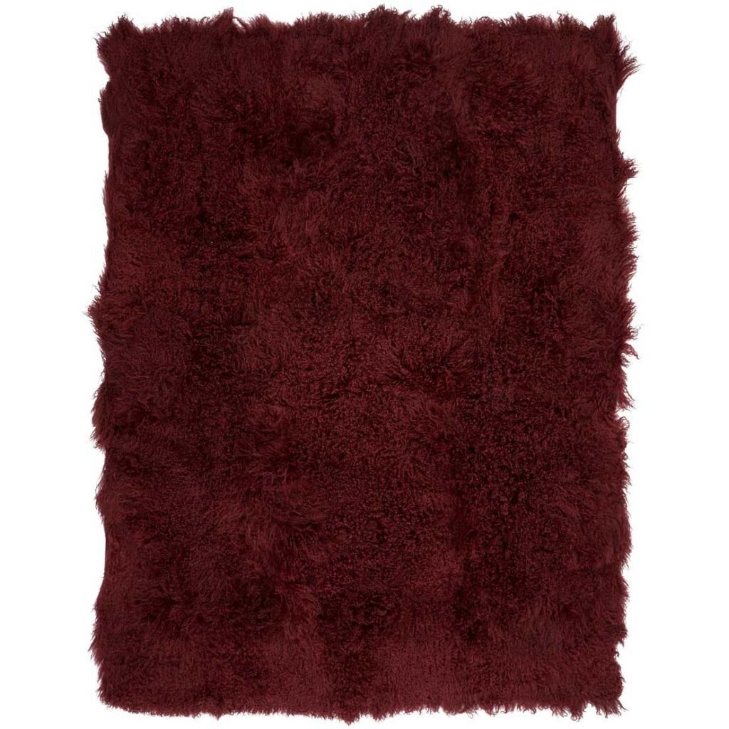 Throw of Curly Sheepskin Burgundy