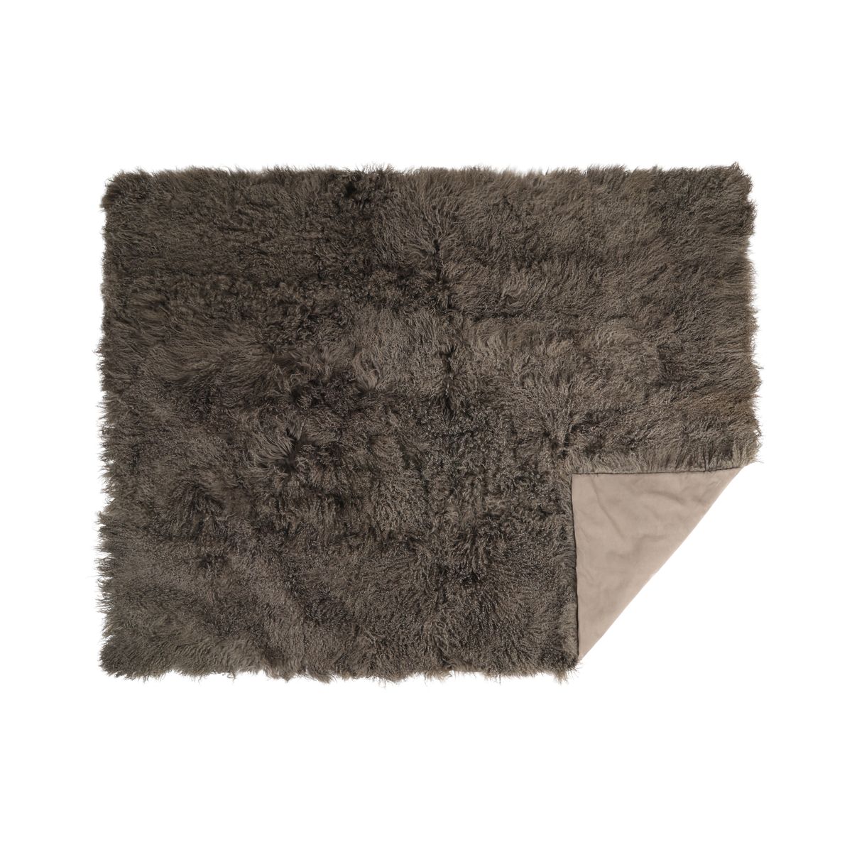 Throw of Curly Sheepskin Taupe