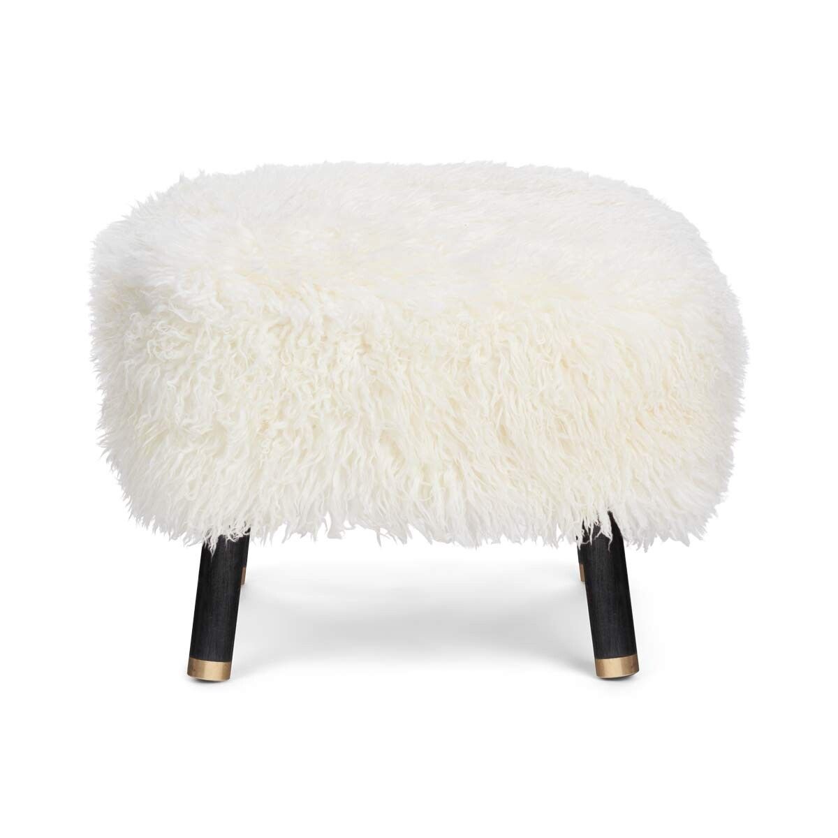 Emil Foot Rest Stool | Long Wool Snow White