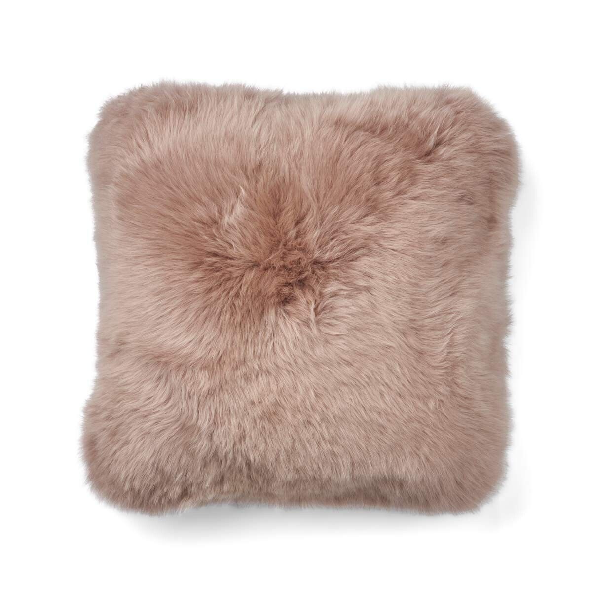 Long-Wool Sheepskin Cushion Stucco Sand