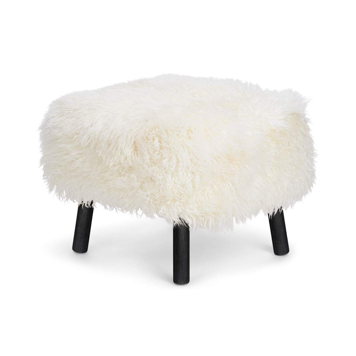 Emil Foot Rest Stool | Long Wool Snow White