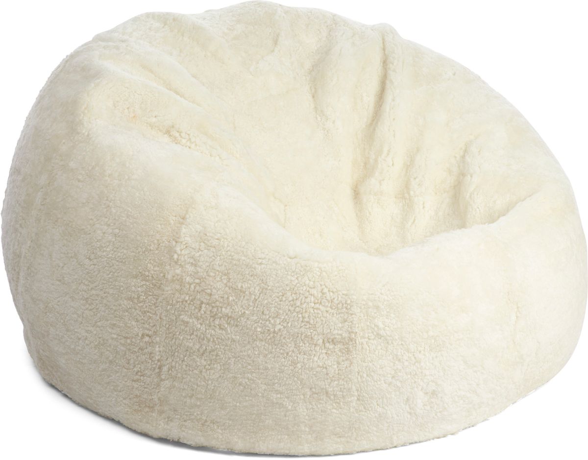 Round Sheepskin Bean Bag | Short Wool | Large   Ivory