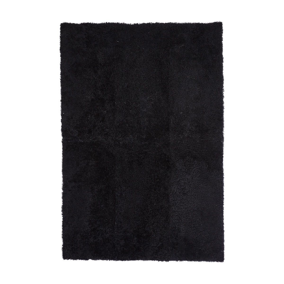 Short Wool Curly Sheepskin Design Rug | 170x240 cm Black