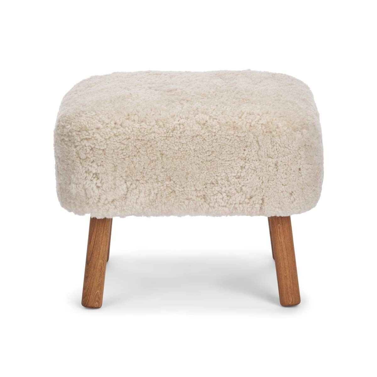 Emil Foot Rest Stool | Short Wool Pearl