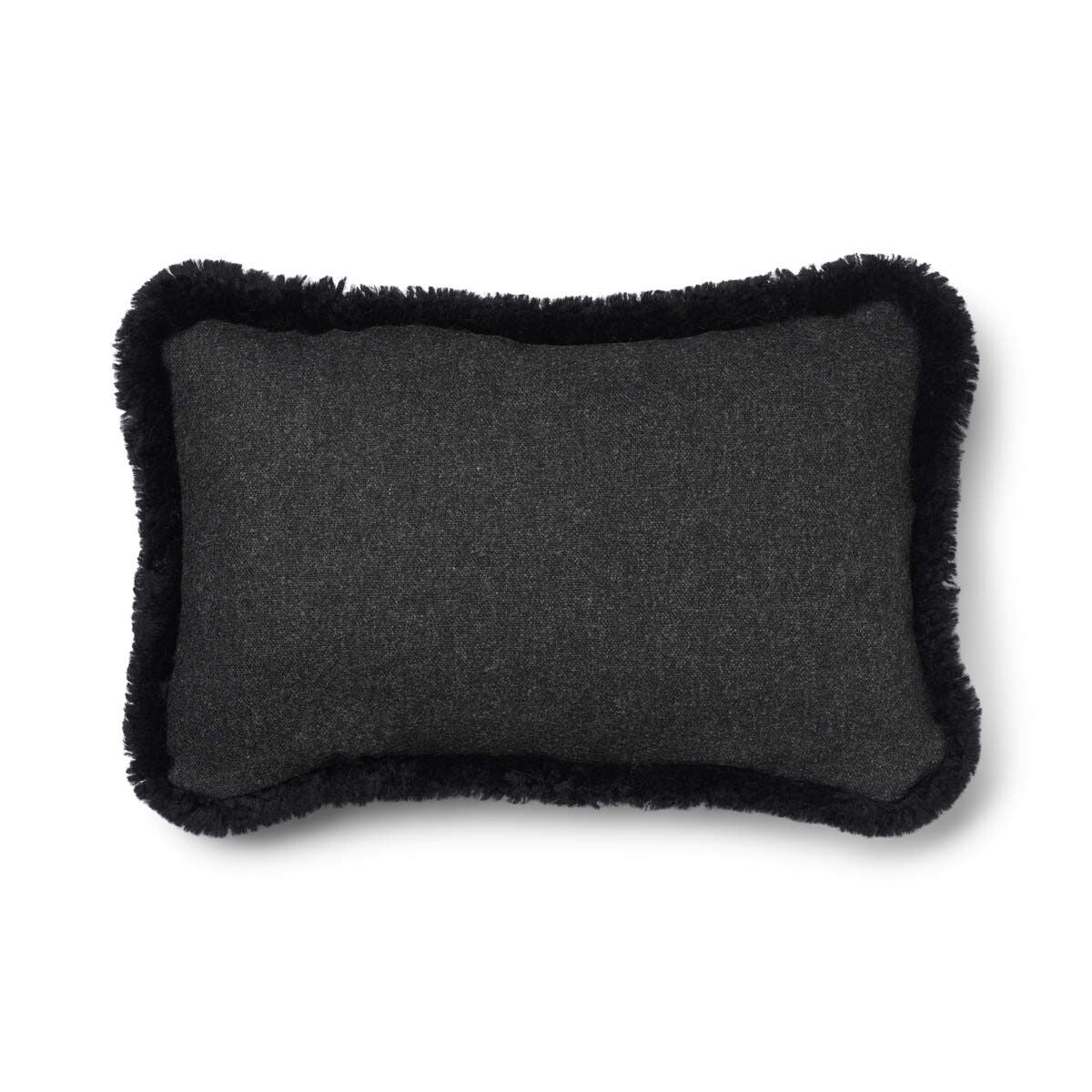Wool Cushion | Short Wool Trim | 52x52 cm | 34x52 cm Charcoal/Black