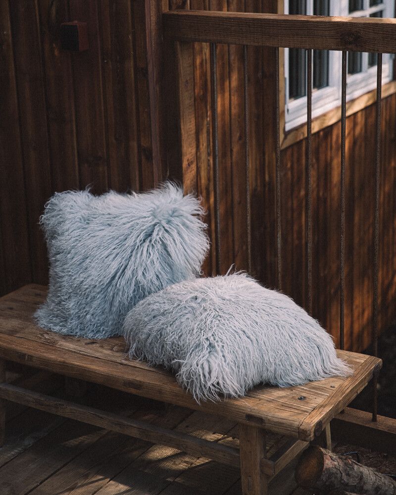 Curly Sheepskin Cushion | Doublesided | 56x56 cm Light Grey