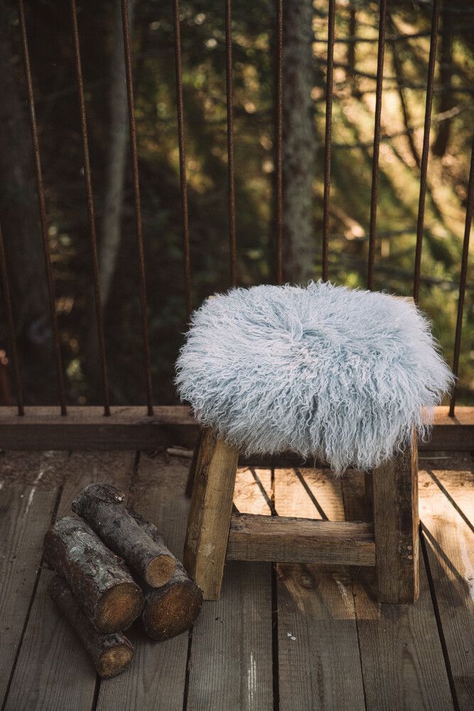 Curly Sheepskin Seat Cover | Ø38 cm Arctic Sunrise