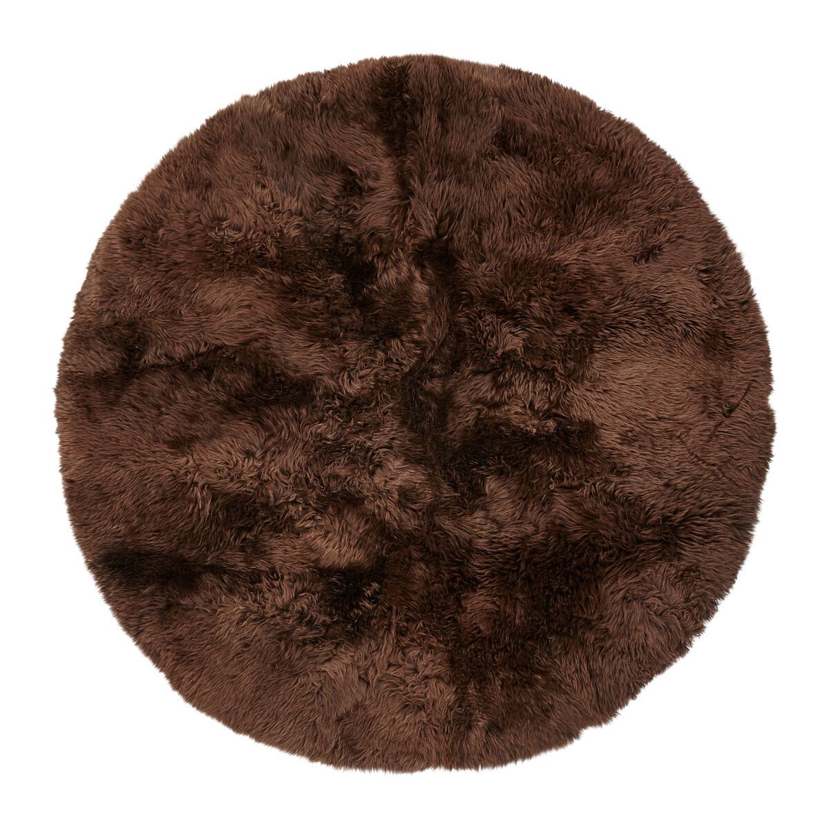 Long Wool Sheepskin Design Rug | ø140 cm Chocolate