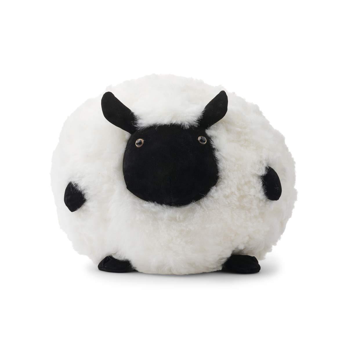 Cute Sheep Round Cushion, New Zealand Sheepskin, SW Curly - Naturescollection.eu