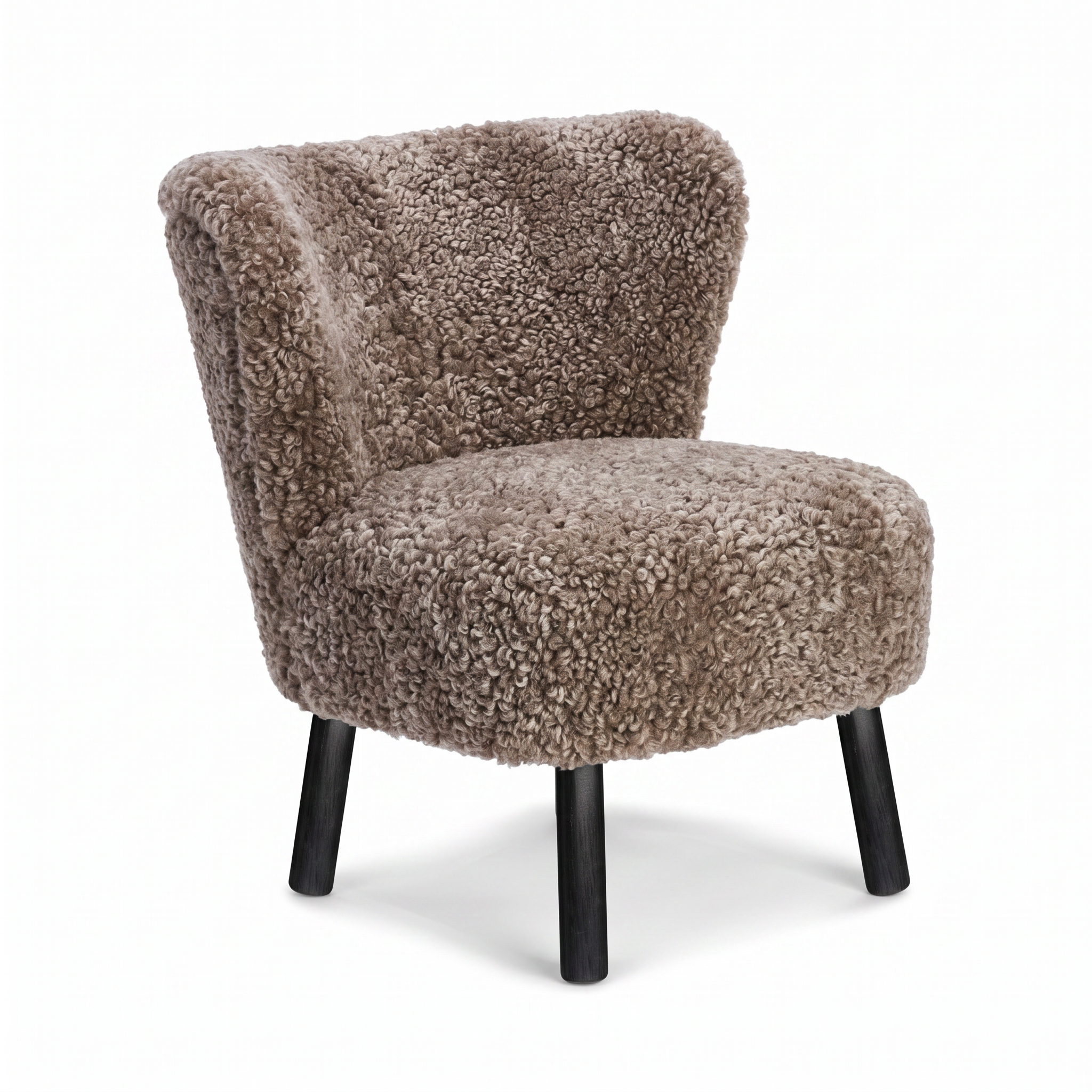 Emily Lounge Chair | Short Wool Cappuccino - Black Beech Legs