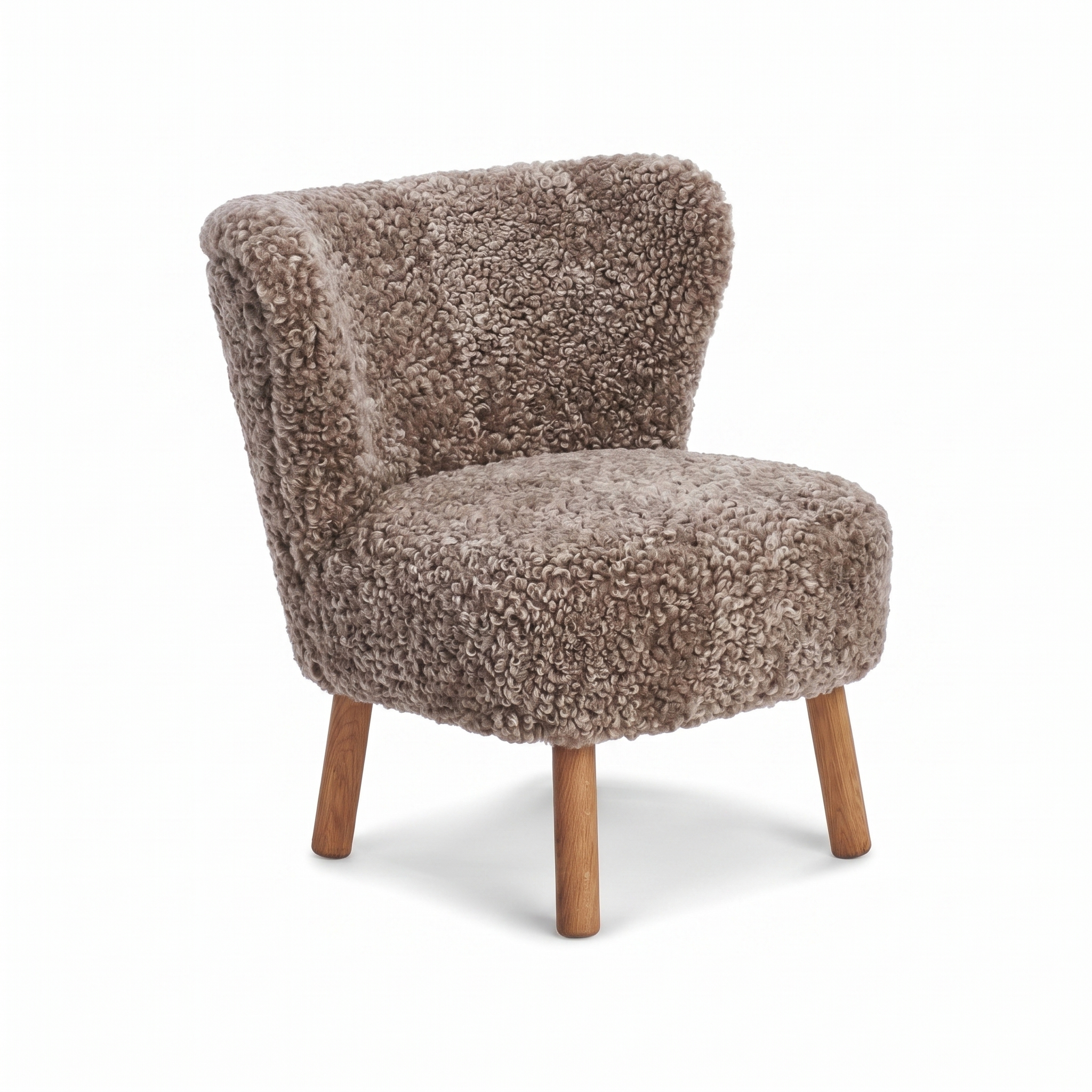 Emily Lounge Chair | Short Wool Cappuccino - Oak Legs