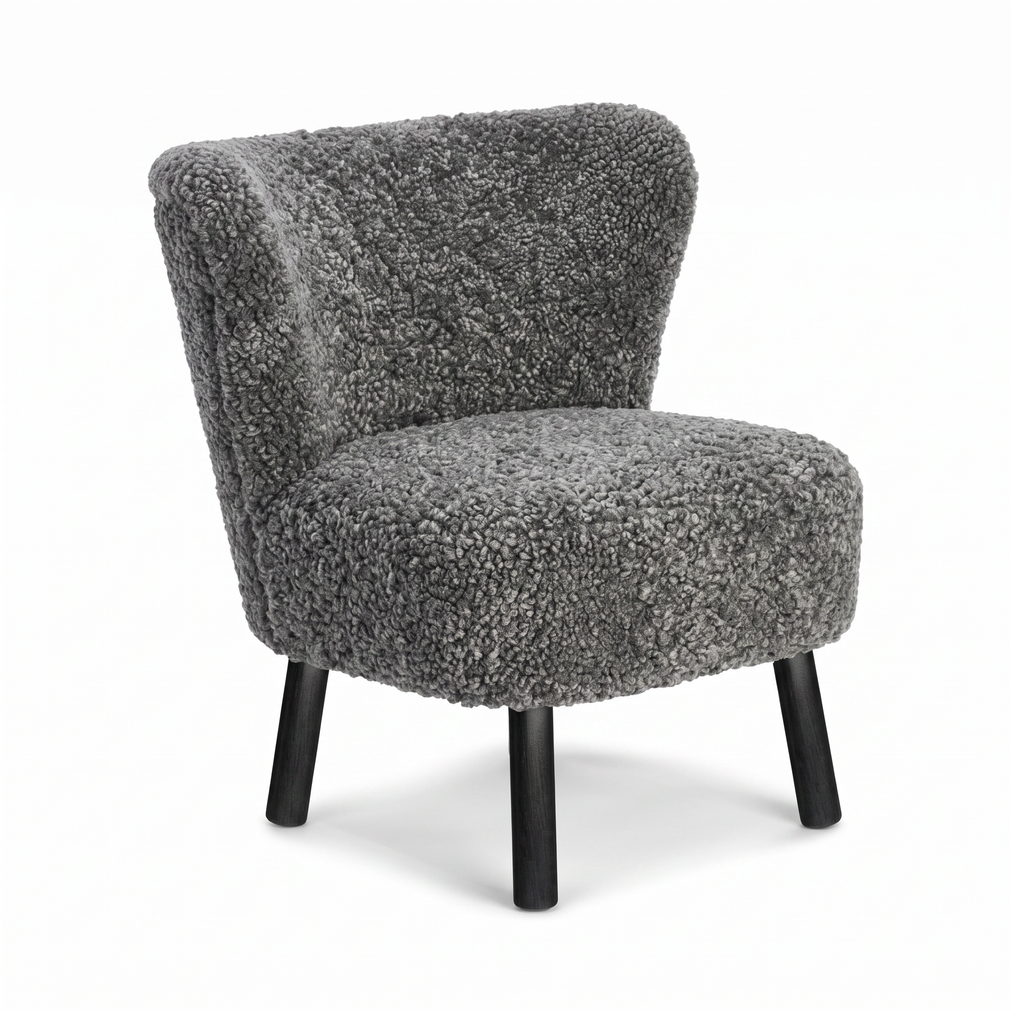 Emily Lounge Chair | Short Wool Graphite - Black Beech Legs