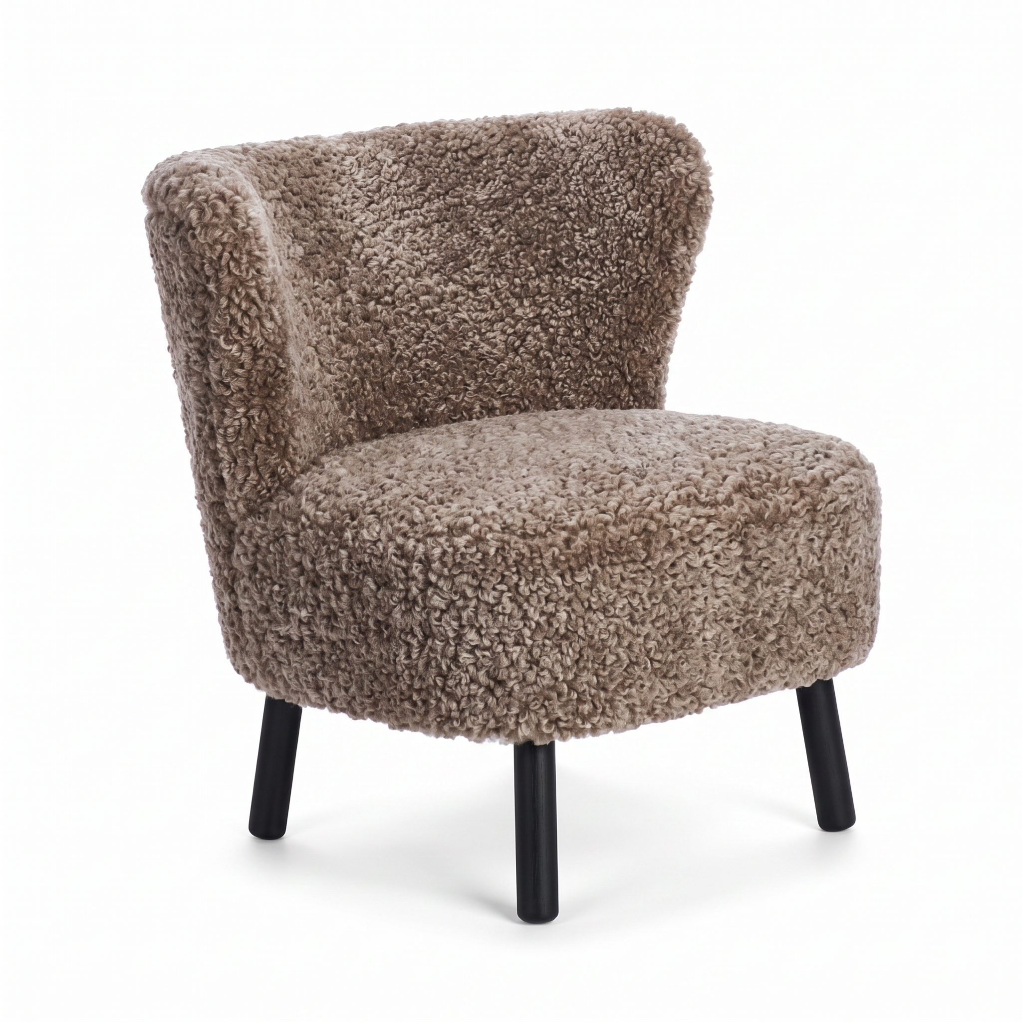 Emil Lounge Chair | Short Wool Cappuccino - Black Beech Legs